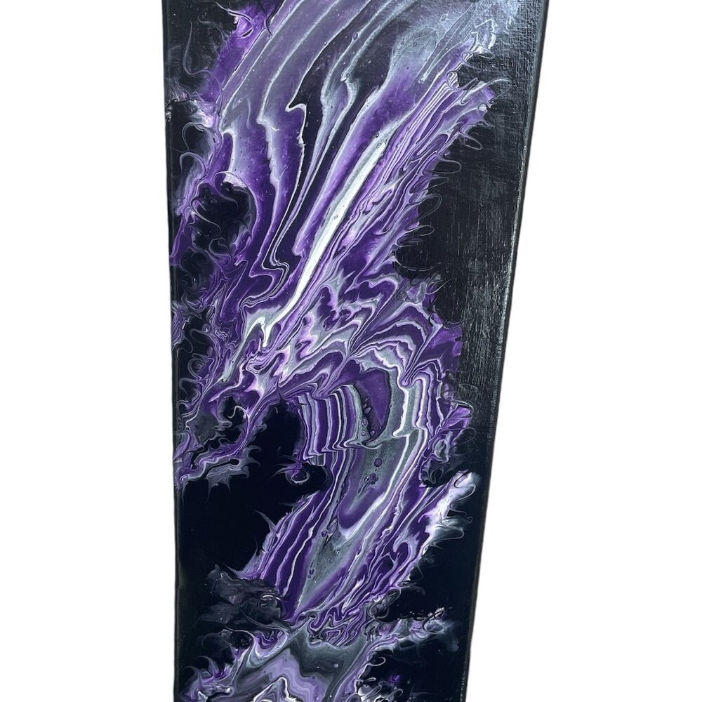 Abstract Purple Dragon Swirl Acrylic Pour Canvas Painting Signed LAM 2023